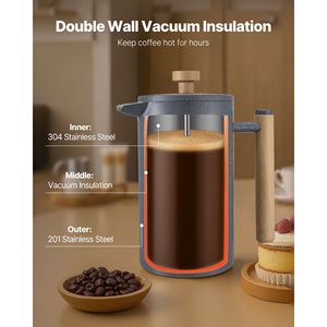 Caffettiera French Press in Acciaio Inox da 1 Litro (34 Once), Grande Filtro a Doppia Parete Isolato per Uso in Caffetteria - Product Image 5