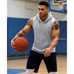 Custom LOGO Sportswear Spring Summer Tank Top Solid Fitness Vest Man Casual Hoodie Tops Sexy Training Sport Wear Vest Men - Product Image 2