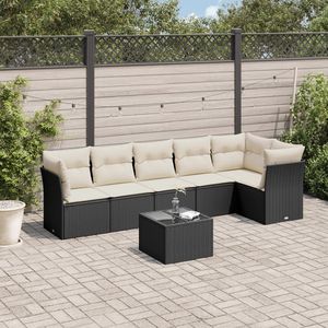 Grand ensemble de canapés de jardin en rotin PE noir avec pieds réglables - Product Image 1