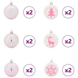 Juego de 40 Adornos Navideños Blancos y Rosas, Bolas y Adornos para Árbol - Product Image 4