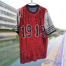 Camiseta Deportiva de Manga Corta con Lentejuelas, Estilo Hip Hop, Tejido de Malla Transpirable, Inspirada en la Hermandad Delta - Product Image 2