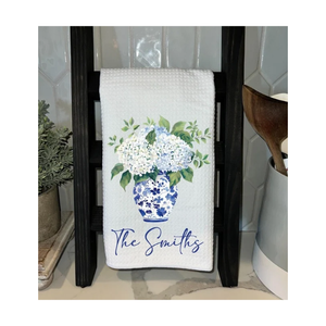 Paño de Cocina Floral Personalizado con Estampado de Flor de Pascua Rosa y Jarrón Azul, Paño de Cocina Rectangular de Algodón con Estampado Digital The Smiths - Product Image 6