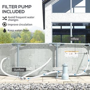 Piscina Fuori Terra Rotonda 14FT X 33'' Facile da Installare, Grigia in Vimini con Pompa Filtro a Cartuccia, Kit Riparazione, Telaio in Metallo, Materiale PP - Product Image 4