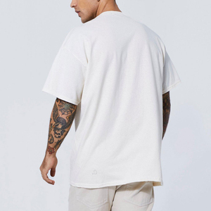 Men's White Short Sleeve <b>T</b>-<b>Shirt</b> With Blue Letter Print Regular Fit Casual Jersey Cotton O-Neck Design - Product Image 3