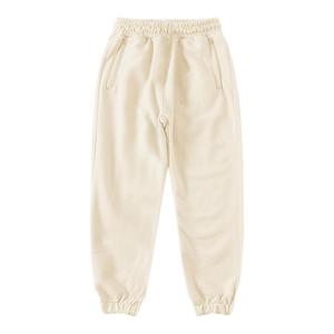 Conjuntos de Chándal para Niños con Capucha Oversize en Color Crema, Pantalones de Chándal de Pierna Recta de Felpa de Algodón Premium, Ropa Cómoda para Estar en Casa - Product Image 4