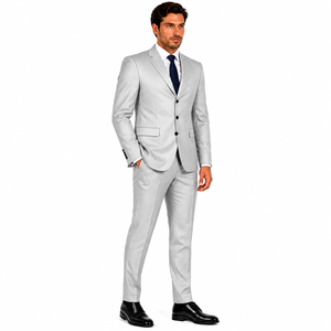 Custom Logo Mens Formal Suit 3 Button Notch Lapel Business Suit Coat Trousers <b>Set</b> Solid Color Custom Men Business Suit <b>Set</b> - Product Image 3