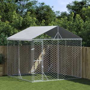 Casa gabbia per animali domestici in argento cuccia per cani all'aperto con tetto 9.8 'x 9.8' x 8.2 'acciaio zincato 9.8' x 9.8 'x 8.2' - Product Image 1