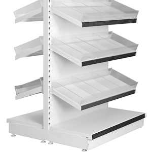 Étagère de présentation métallique légère pour supermarché commercial, gondole double face réglable pour les magasins de détail et d'alimentation - Product Image 1