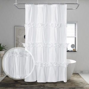 Tenda Doccia Singola di Lusso Stile Shabby Chic con Volant, 72 x 36 Pollici, Stampa Natalizia, Tessuto in Poliestere, Design Europeo - Product Image 1