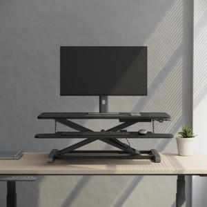 AUKI 910 Size Of Height Adjustable Gas Spring Sit Stand <strong>Desk</strong> Converter Ergonomic Laptop Riser with Keyboard Tray Home Office - Product Image 1