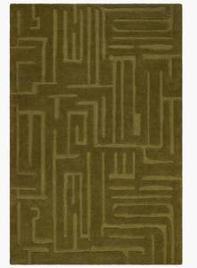 Tapis géométrique rectangulaire de haute qualité vert olive, tufté à la main en laine et acrylique, pour salon, avec envers antidérapant en latex - Product Image 5
