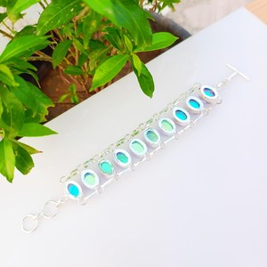 Blue Tourmaline Bracelet Sterling <b>Silver</b> Handmade Gemstone Jewelry Adjustable Women <b>Men</b> Gift Fashion Bracelet - Product Image 2