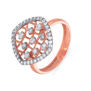 Bague de déclaration géométrique plaquée or rose de luxe avec halo de zircone cubique pour femme, idéale pour mariage, fiançailles, anniversaire, bijoux de mode - Product Image 1
