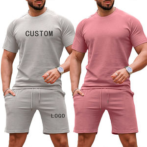 Men's Custom Logo Raglan Activewear Set Slim Fit Gym Shorts And Tee - Product Image 6