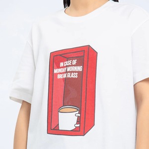 Camiseta Blanca de Cuello Redondo para Mujer con Estampado de Café, Corte Holgado, Casual, Manga Corta, 100% Algodón Jersey - Product Image 6