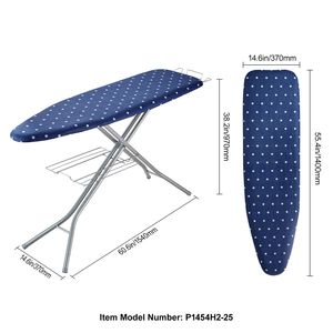Asse da Stiro Rinforzata a 4 Strati con Rivestimento 100% Cotone e 10 Regolazioni, Vassoio Inferiore Portaoggetti per Viaggi - Product Image 6