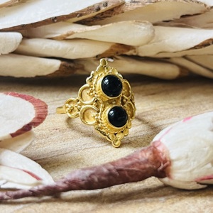 Unique Design Black Onyx Boho Silver Eye Jewelry Women 18k Gold Plated Tribal <b>Statement</b> Finger <b>Ring</b> Wholesale/OEM/ODM - Product Image 4