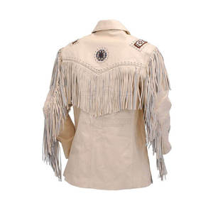 High Quality Original Cow <b>Suede</b> Western Style Men's Fringed Beaded Cheap Cowboy Leather <b>Jacket</b> - Product Image 4