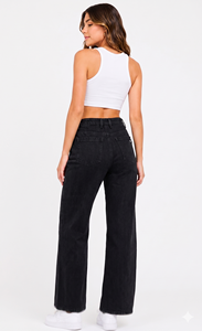 Pantalon en jean ample et confortable pour femme, taille mi-haute, style mignon avec ceinture complète, idéal pour l'adolescente et l'adulte, usage quotidien - Product Image 6