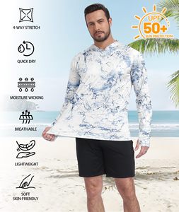 Vêtements de pêche pour hommes, chemises de pêche à capuche avec masque, protection solaire UPF 50+, 100% polyester, légères, protection solaire - Product Image 4