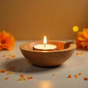 เชิงเทียนไม้ธรรมชาติที่ทำด้วยมือที่สมบูรณ์แบบ Diwali Diya นำความสงบสุขให้กับเทศกาลและงานเฉลิมฉลองที่บ้านของคุณ - Product Image 5