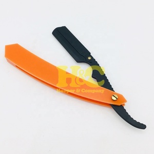 New Design Orange Handle Barber <b>Razor</b> Wholesale Rate Silver Polish Stainless Steel Handle Changeable Blade Barber <b>Razors</b> Salon - Product Image 3