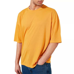 Wholesale Men's <b>Plain</b> <b>T</b> <b>Shirts</b> Custom Embroidery Front Printing 100% Cotton Casual Blank <b>Yellow</b> Color Short Sleeve Summer Wear - Product Image 5