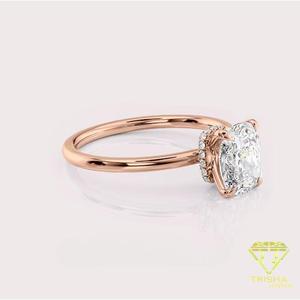 Cut Moissanite Vintage Engagement <b>Ring</b> Sterling <b>Silver</b> Hidden Halo Pav Band <b>Solitaire</b> Bridal <b>Ring</b> IGI Certified Elegant <b>Ring</b> - Product Image 2