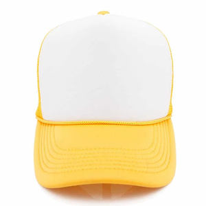 หมวกแก๊ปตาข่ายวินเทจแบบสั่งทำได้ ยูนิเซ็กส์ สีเหลืองขาว แบบ Snapback ระบายอากาศได้ดี น้ำหนักเบา สวมใส่สบายในชีวิตประจำวัน - Product Image 1