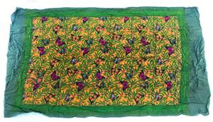 Traditional Cotton <b>Sarong</b> With Floral Butterfly Print Green Border Women's Pareo Asia Pacific Islands Clothing - Product Image 2
