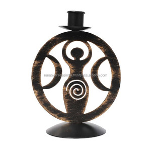 Bougeoir en métal déesse terre noir et cuivre pour centres de table de mariage d'hôtel à la maison pour décorations de noël - Product Image 6