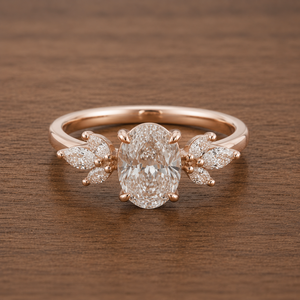 <b>14K</b> <b>Gold</b> 3.24CT E Color Unique Oval Diamond Engagement <b>Ring</b> VS1 Clarity Lab Grown Diamond Cluster Dainty Promise <b>Ring</b> for Women - Product Image 1