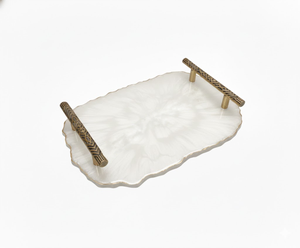 ถาดเสิร์ฟทำจากเรซินด้ามสีทองมุกเงินคุณภาพดีที่สุดจานเสิร์ฟอีพ็อกซี่หรูหรามีหลายสีในราคาโรงงาน - Product Image 1