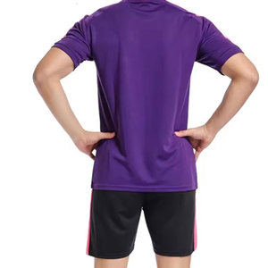 Camiseta de Fútbol Personalizada para Hombre, Color Morado y Rosa, Estampado Geométrico Sublimado, Absorbente de Humedad, Manga Corta, Corte Regular, para Adultos, Todas las Temporadas - Product Image 2