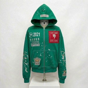 Sweat à capuche zippé pour homme, sur mesure, avec logo imprimé et brodé, fabriqué en usine, prix bas. - Product Image 3