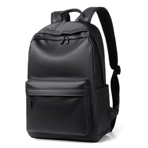 Minimalist PU Leather Anti-theft <b>Backpack</b> Zipper Closure Water Resistant 20-39L Capacity Polyester <b>Computer</b> Interlayer Unisex - Product Image 1