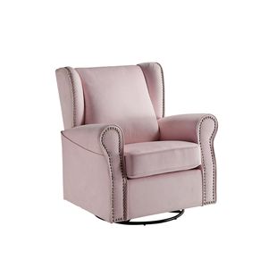 เก้าอี้หมุนสีชมพูพร้อมเบาะผ้าสำหรับห้องนั่งเล่น - Product Image 1