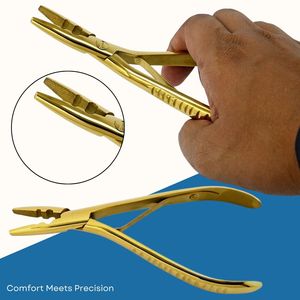 Alicate de crimpado curvo de dos orificios para extensiones de cabello, herramienta de bloqueo de cuentas de acero inoxidable con acción de resorte para extensiones de cabello con microanillos - Product Image 4