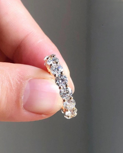 Diamant de laboratoire taille brillant rond 1 carat clarté VS1 couleur F, bijou de fiançailles, demi-alliance éternité en or jaune 10k - Product Image 3
