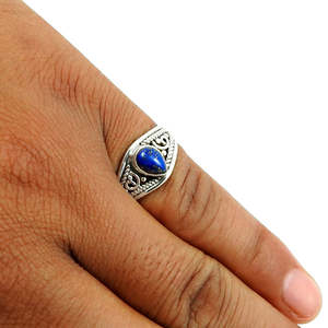 Handmade Dainty <b>Lapis</b> <b>Lazuli</b> Gemstone Stackable <b>Ring</b> 925 Sterling Silver Fine Bohemian Jewelry For Women Perfect Gift for Her - Product Image 3