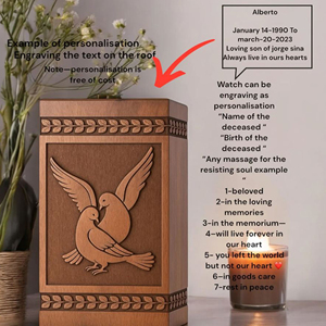 Personalized Rosewood Cremation Urn: Dove Silhouette Engraved Memorial by AYAANS - Product Image 5