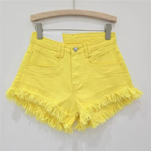 Pantalones Cortos de Mezclilla para Mujer, Cintura Alta, con Borlas, Transpirables, Ajustados, Estilo Casual, Rectos, con Bordes Deshilachados, Verano 2024 - Product Image 6