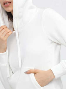 Sudadera Blanca para Mujer, Manga Larga, Color Sólido, Tejido de Algodón, Transpirable, para Otoño - Product Image 4