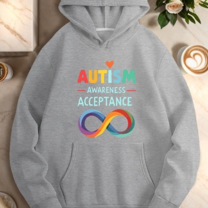 Sudadera con Capucha Casual de Punto Estampada para Mujer, con Diseño de Conciencia del Autismo y Aceptación de la Autonomía Autista - Product Image 4