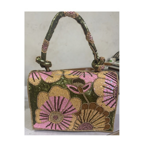 Bolso de mano de mensajero de estilo bohemio indio hecho a mano con cuentas para mujer, bolsos de hombro elegantes de estilo bohemio para compras de noche - Product Image 4