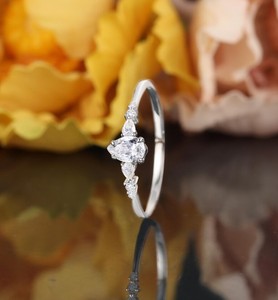 Pear Cut Moissanite Gold Plated 925 Sterling <b>Silver</b> Engagement <b>Ring</b> Elegant Teardrop <b>Solitaire</b> Wedding Jewelry Gift for Women - Product Image 1