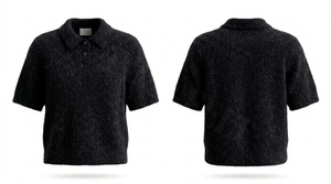 Polo en mohair à manches courtes avec logo personnalisé de haute qualité à 100 %, style tendance, confortable, vente en gros de polos - Product Image 3
