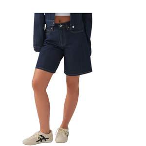 Shorts de Mezclilla Azul Oscuro para Mujer, Cintura Alta, Corte Recto, Casuales, de Verano, Estilo Vintage, Moda Urbana, Venta al Por Mayor Personalizada - Product Image 4