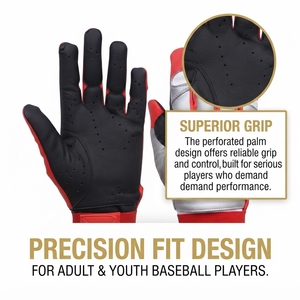 Gants de frappeur de baseball professionnels en cuir, à doigts entiers, pour une performance optimale, respirants, légers, avec support de poignet, écologiques - Product Image 3