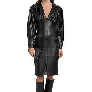 Mini-robe en cuir véritable souple pour femme, design tendance, matière légère, idéale pour le printemps et l'été - Product Image 2